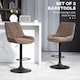 image 4 of HOMCOM Breakfast Bar Stools Set of 2 with 51x40cm Wide Seat, Height Adjustable Kitchen Counter Chairs, Retro Swivel Upholstered Barstools with Back, Footrest and Steel Base, Coffee