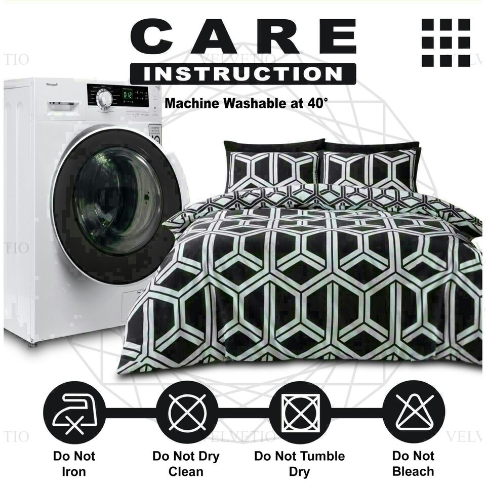 image 1 of Hendrix Geometric Duvet Cover Set Reversible Polycotton Beddings Multi | Double