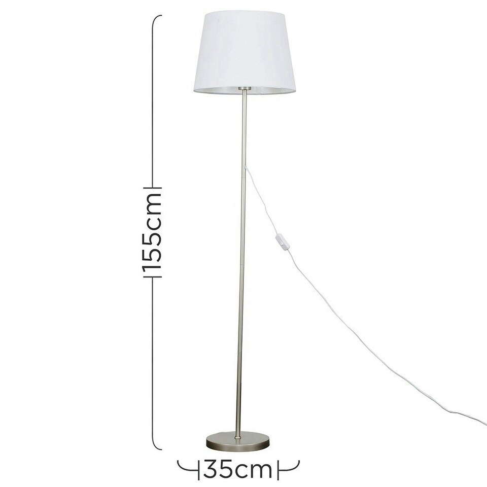 image 1 of ValueLights Charlie Chrome Floor Lamp with Black Shade