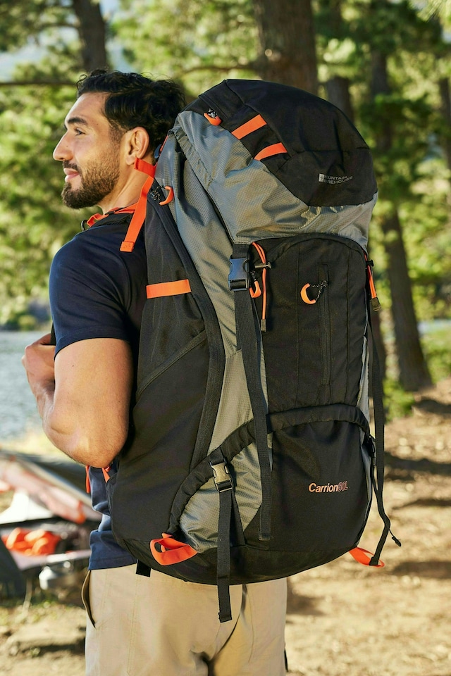 image 1 of Mountain Warehouse Large 80L Backpack Camping Hiking Travelling Rucksack Bag | Green | Khaki