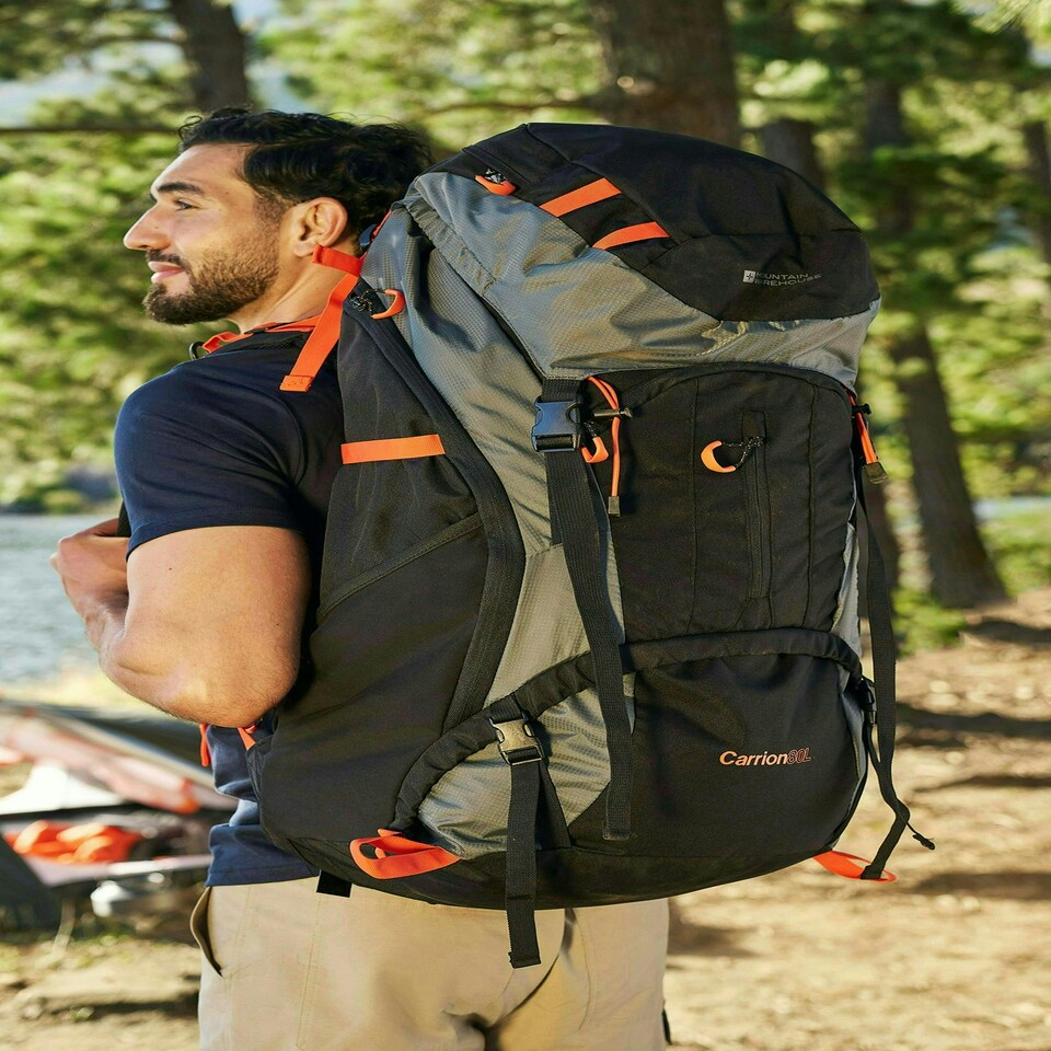 image 1 of Mountain Warehouse Large 80L Backpack Camping Hiking Travelling Rucksack Bag Green | Khaki