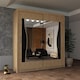 image 2 of Modern Sliding Wardrobe 120cm with Wavy Mirror Design | White, Black, Grey, Oak Finish Brown | Oak120cm
