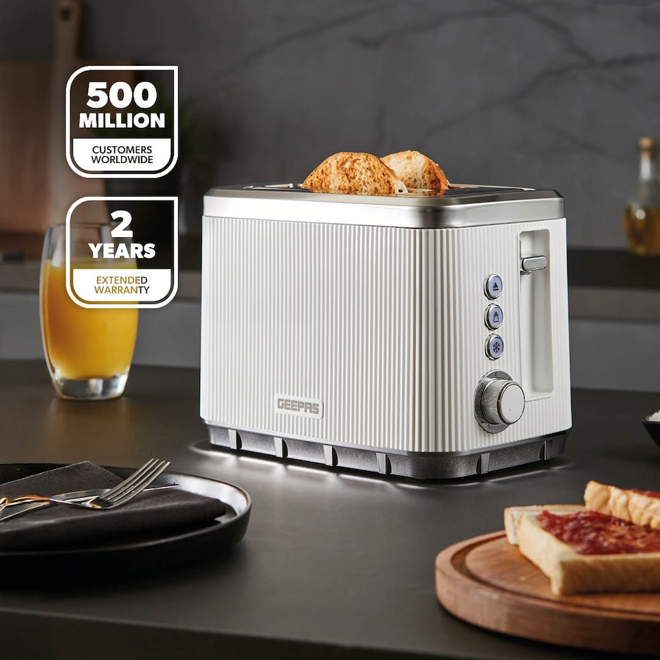 image 1 of GEEPAS 2 Slice Toaster 930W,  White Arcus