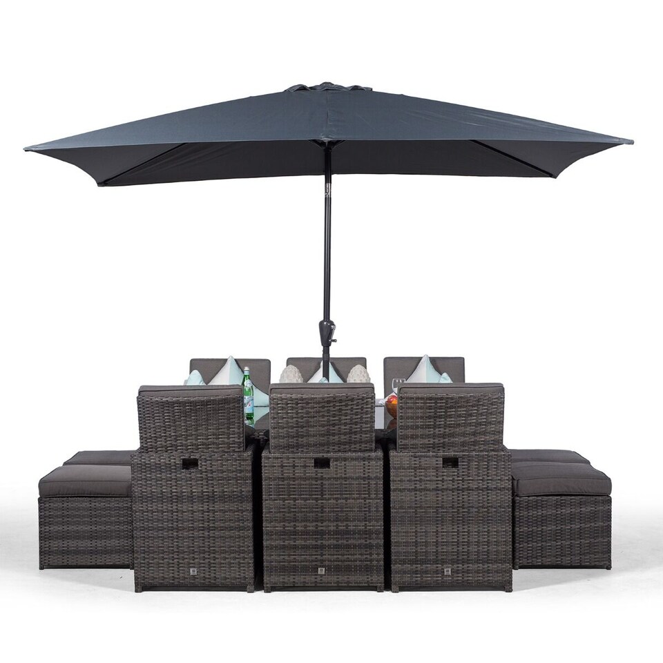 image 1 of Giardino 6 Seater Rattan Cube Dining Set | Grey | Grey