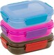 image 1 of Plastic Lunch Box Food Storage Air Tight Rubber Seal Container with Clip Lock 600ml | Multi | 1 of each colour | 600 ml | 3