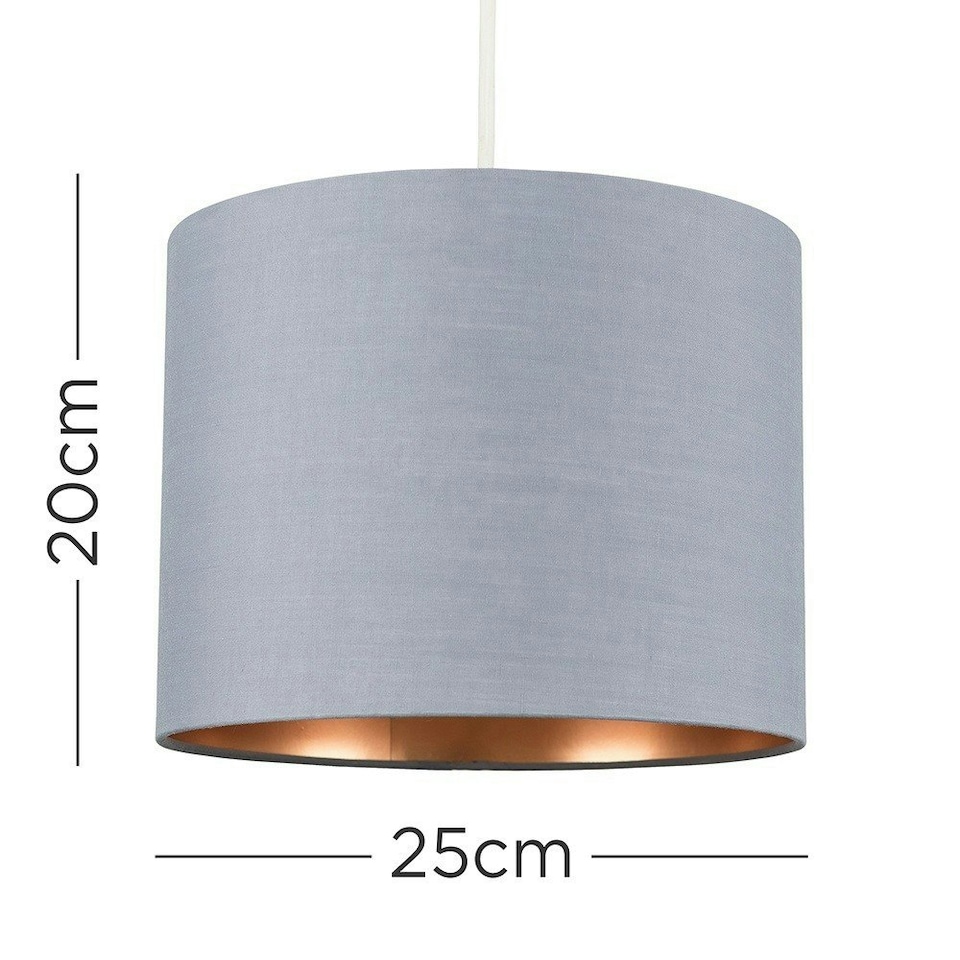 image 1 of ValueLights Modern Grey And Copper Pendant Ceiling Table Lamp Drum Light Shade