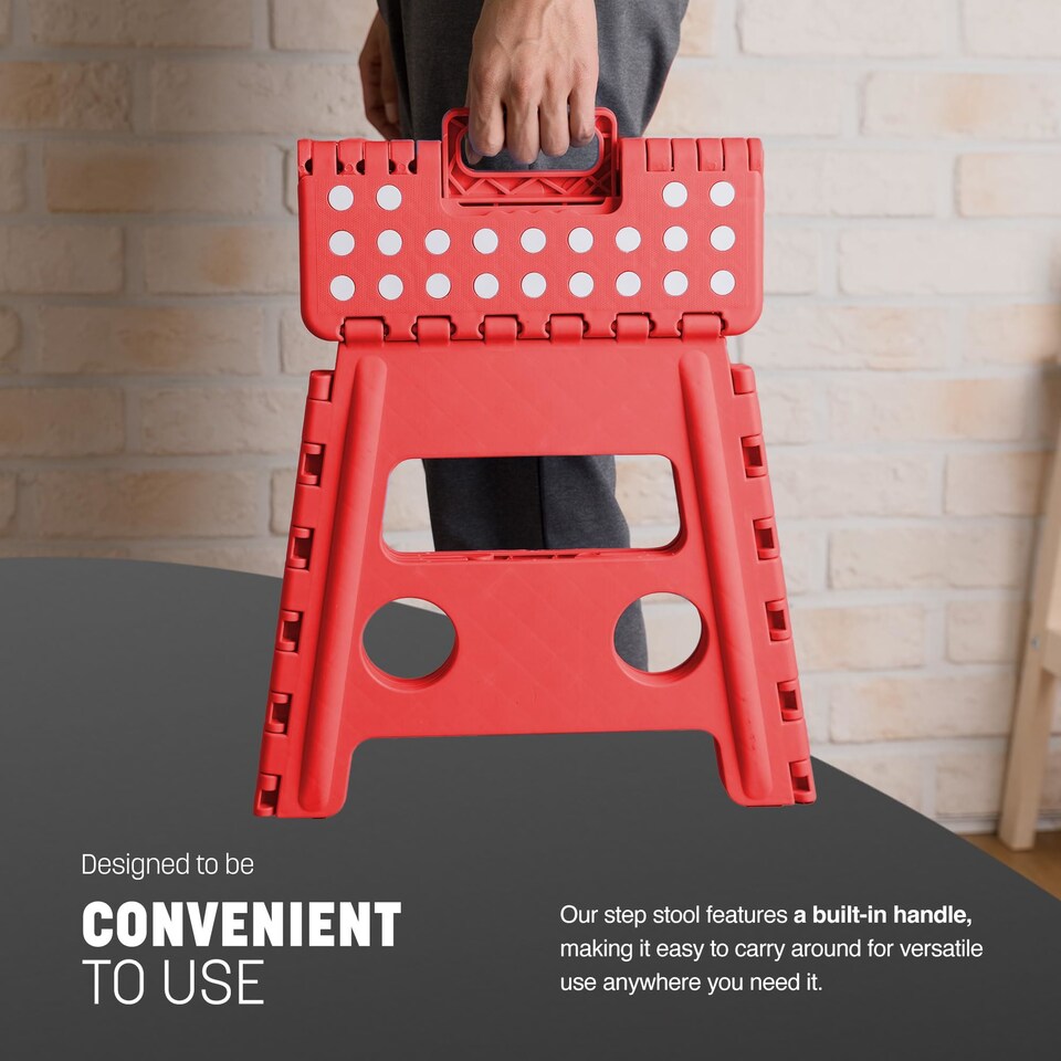 image 1 of Keplin Heavy Duty Folding Step Stool Non-Slip Plastic with Carry Handle, 13 Inch