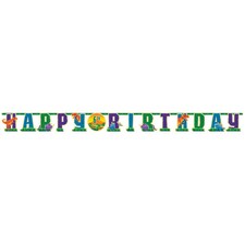 Amscan Customizable Dinosaur Happy Birthday Banner - Green/Purple/Blue - One Size