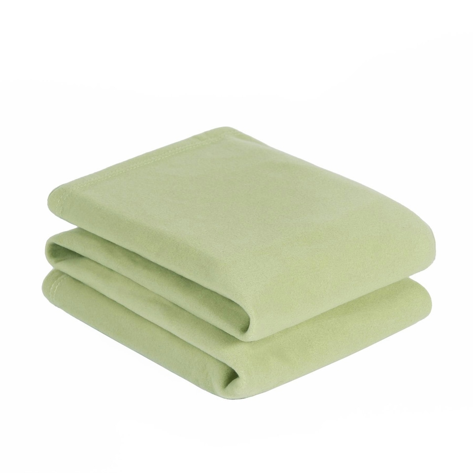 image 1 of OHS Luxury Soft Plain Fleece Blanket Bedspread, 125x150cm - Sage Green
