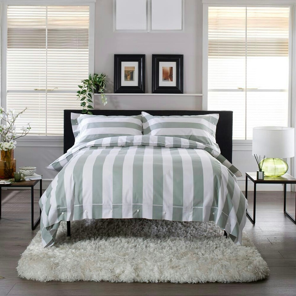 image 1 of West End Stripe Duvet Set – Soft, Breathable 100% Cotton Comfort Pink | White | Super King