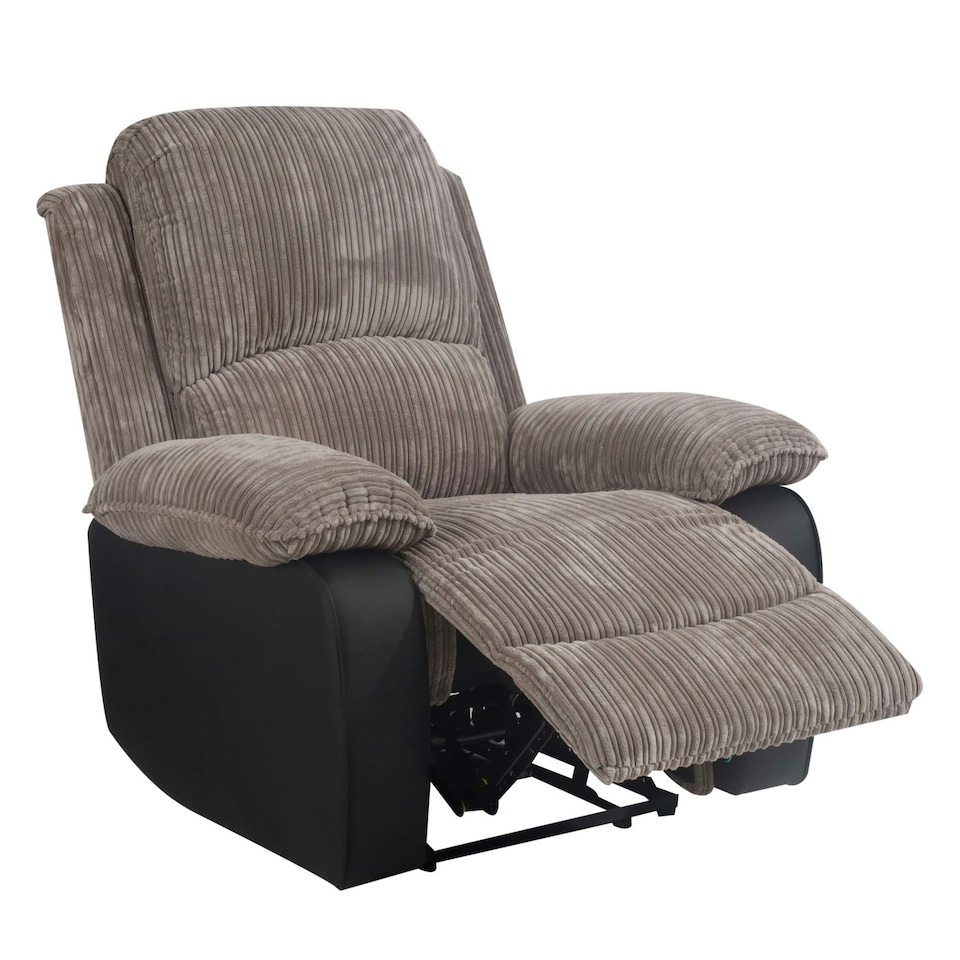 image 1 of Grey Jumbo Cord Reclining Sofa Suite With Armchair, 2-Seater Sofa And 3-Seater Sofa