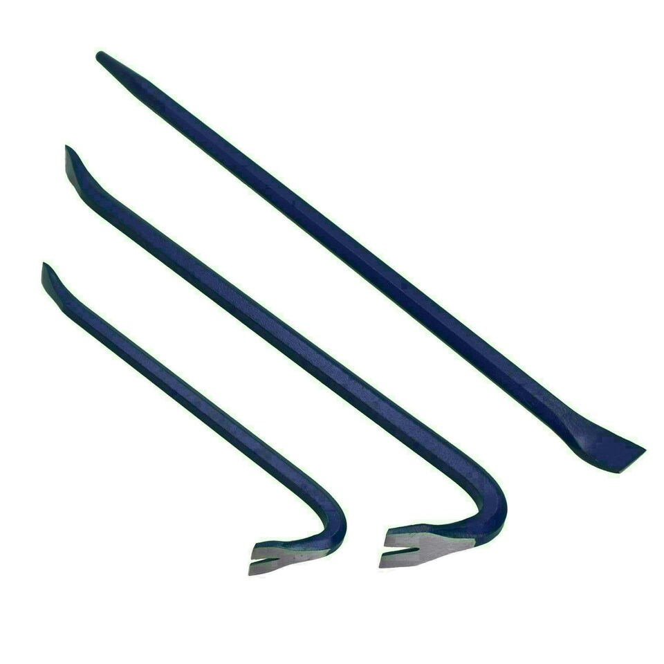 image 1 of 5pc Heavy Duty Pry + Wrecking Bars Flat Bars Aligning Bar Utility Crow Bar Set