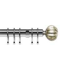 25-28mm Dynasty End Satin Silver Metal Curtain Pole Set 200 - 380cm Silver | Silver