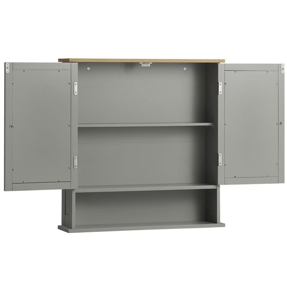 image 1 of Bath Vida Priano 2 Door Mirrored Wall Mounted Bathroom Cabinet With Shelf, Grey & Oak | Grey | Grey & Oak | 1