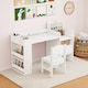 image 3 of COSTWAY Kids Art Table & Chair Set Toddler Desk White