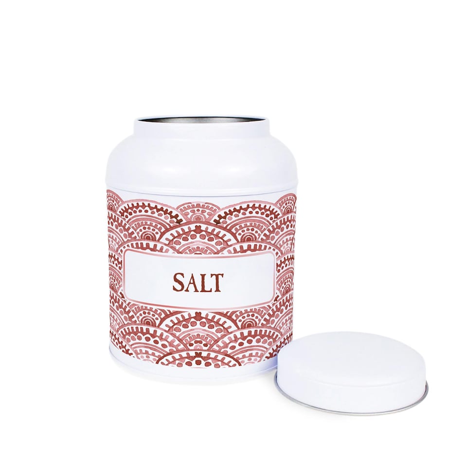 image 1 of Painted Scales Salt Canister - Small Domed Lid Kitchen Storage Jar