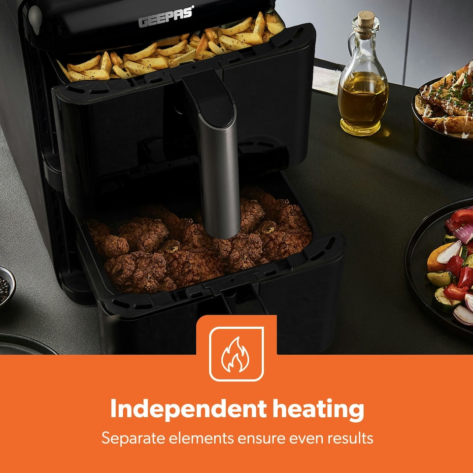 image 1 of GEEPAS 2800W Dual Basket Stack Air Fryer | 12L XXL Capacity