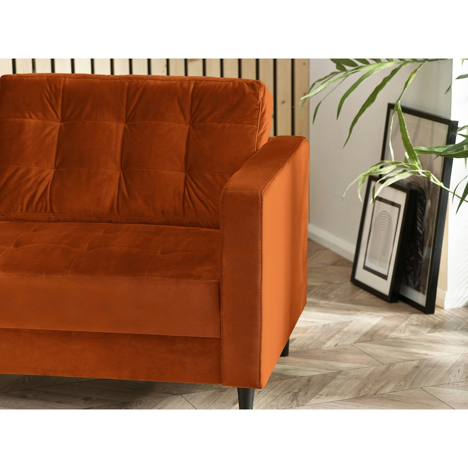 image 1 of Furniturebox Jolene 3 Seater Burnt Orange Velvet Sofa