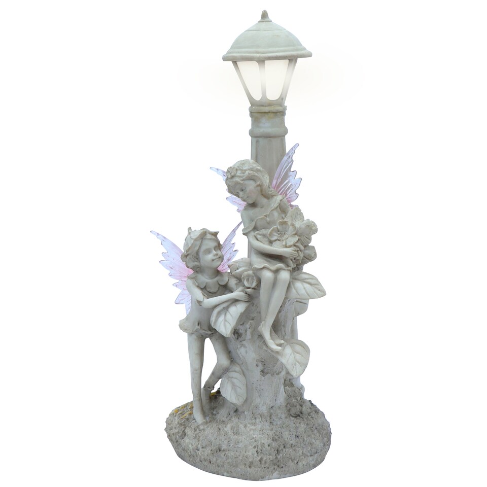 image 1 of Solar Fairies Under Lamp Post Ornament with LED Light