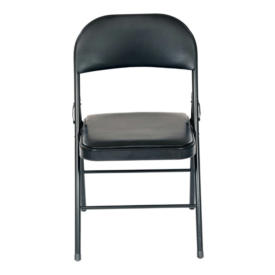 image 1 of Oypla Heavy Duty Padded Folding Metal Desk Office Chair Seat Black