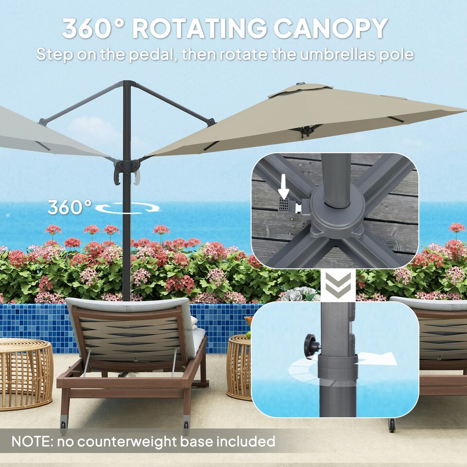 image 1 of Outsunny 3 x 3(m) Cantilever Parasol Garden Umbrella with Base Light Grey Orange | Orange