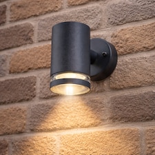 CGC Lighting Jennifer Anthracite Outdoor GU10 Single-Spot Cylinder Wall Light | Black | Black | Height: 11.2 cm, Width: 7.6 cm, Depth: 10.5 cm