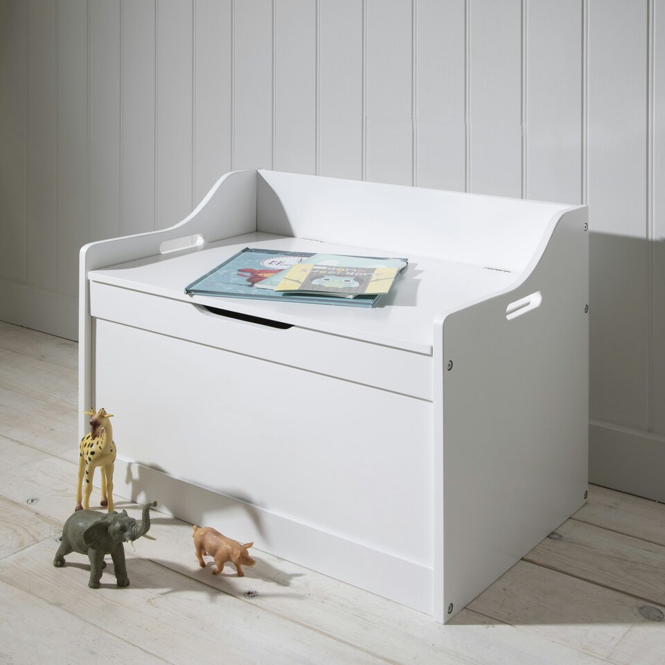 image 1 of Lola Toy Box Storage Organiser in Classic White Pink