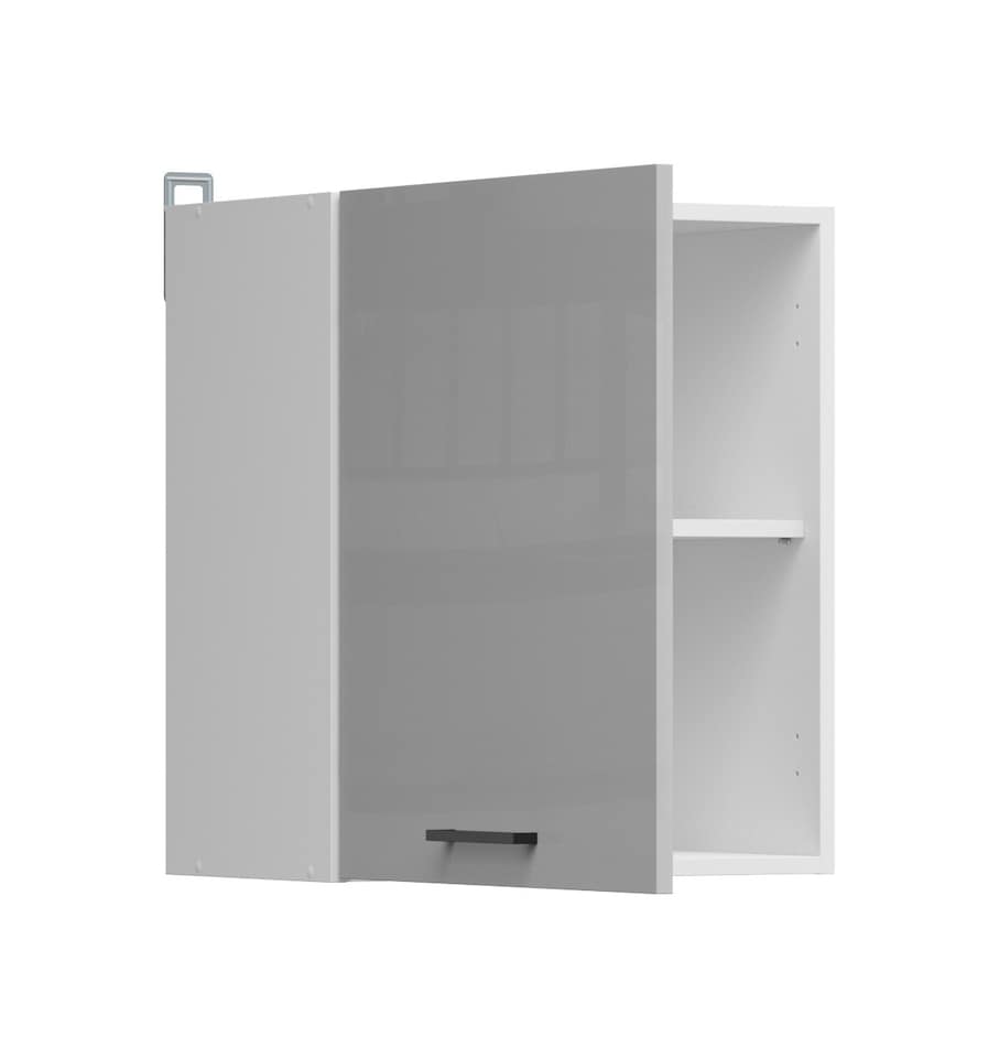 image 1 of Kitchen Wall Unit Cabinet 500mm Cupboard Light Grey Gloss Left Right 50cm Door Junona