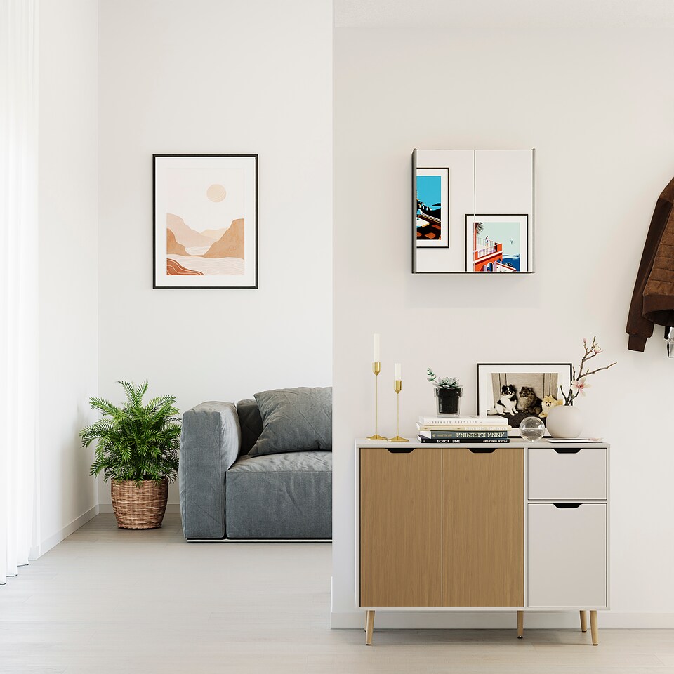 image 1 of Bath Vida Tiano Stainless Steel Mirrored Double Wall Mounted Bathroom Cabinet | Chrome | Stainless Steel | 1