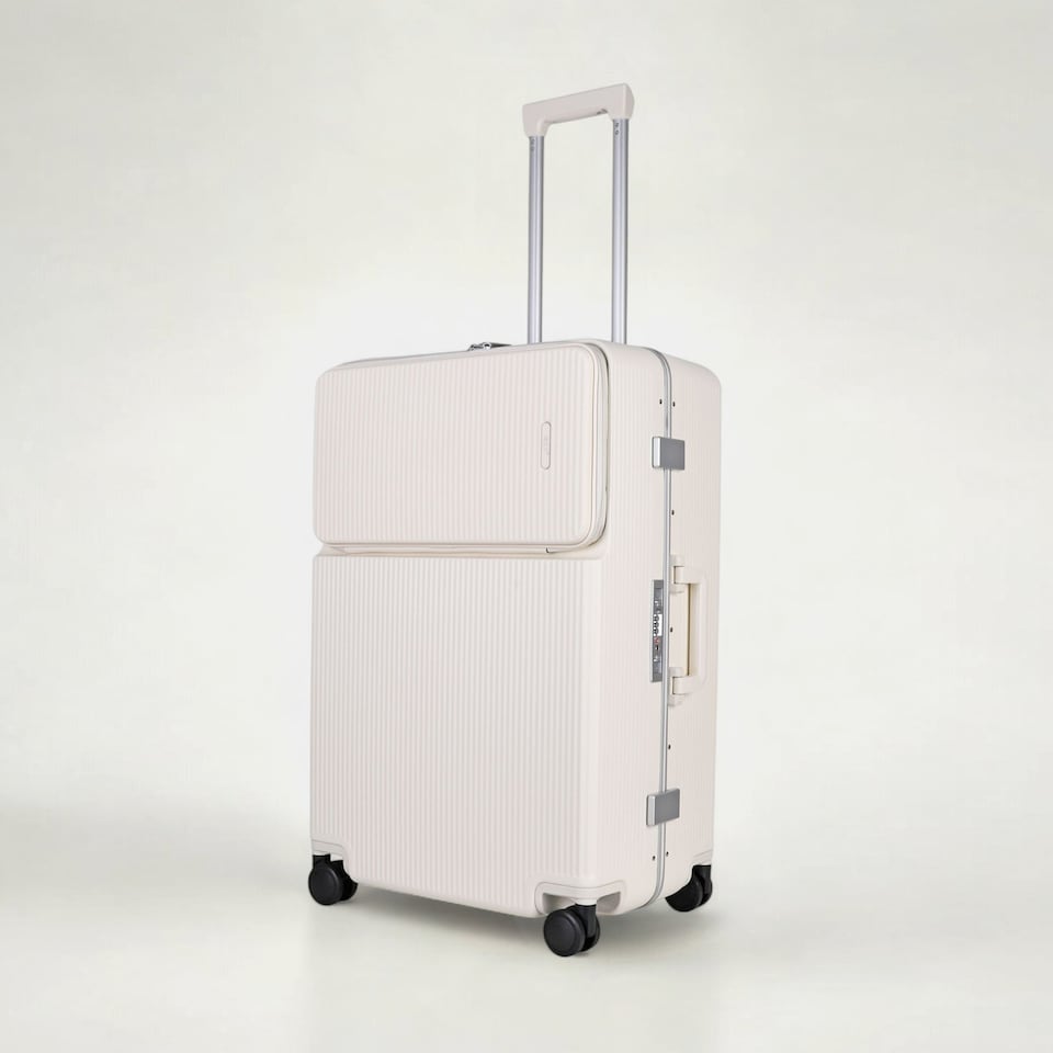 image 1 of Large Suitcase 26’ Inch Hard Shell Checked Luggage - Lightweight, Durable with Built-in Cupholder, TSA Lock, Dual Spinner Wheels