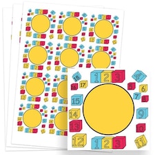 Numbers Design 65mm Square Sticker sheet of 12