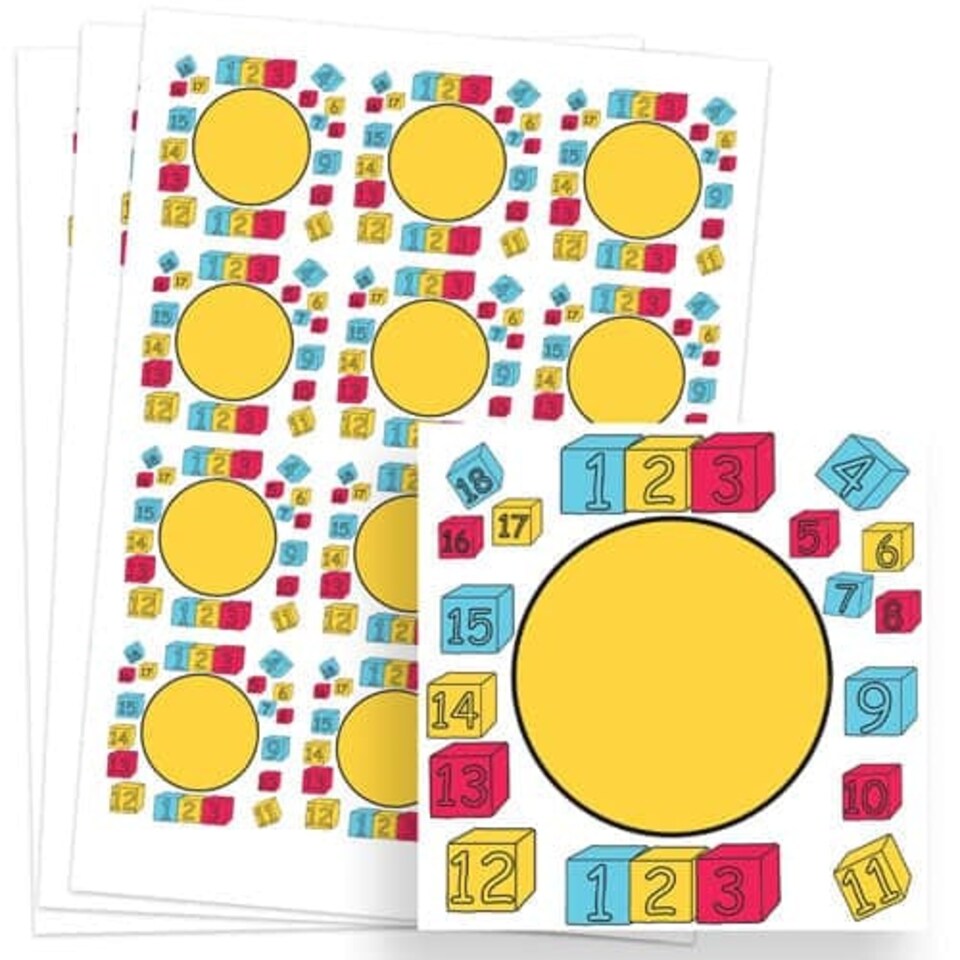 image 1 of Numbers Design 65mm Square Sticker sheet of 12