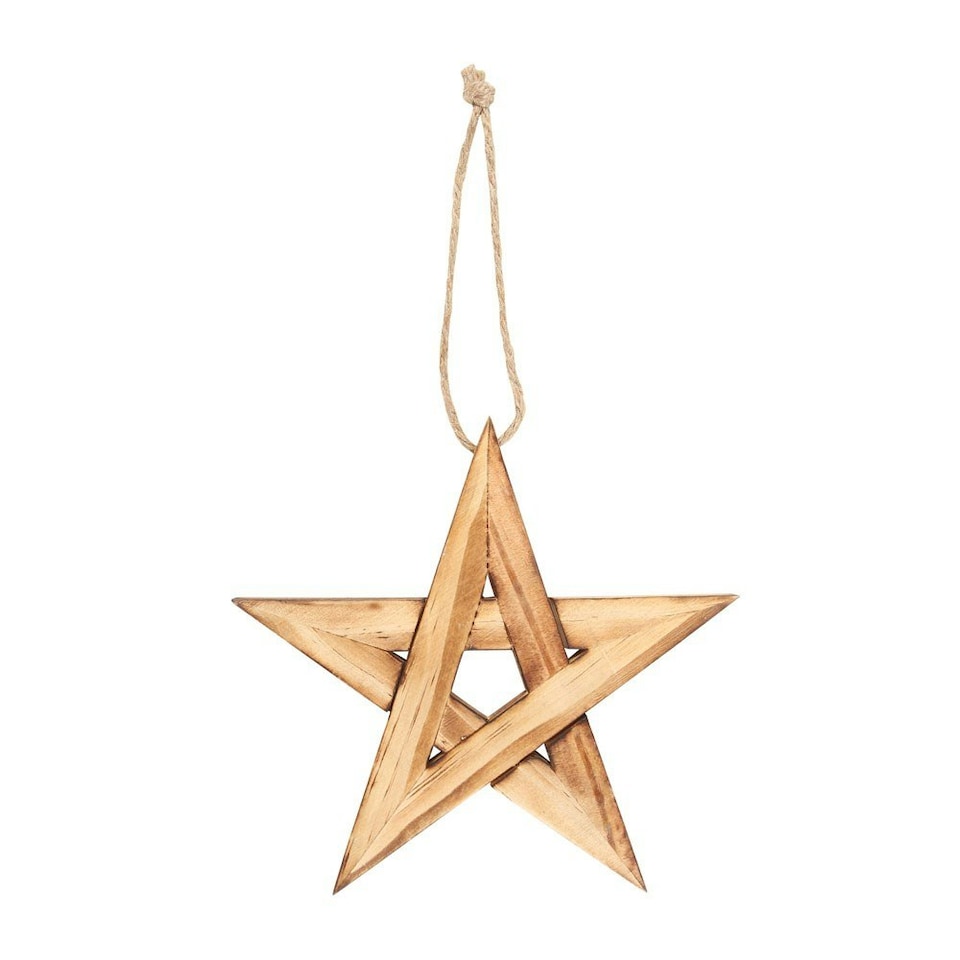 image 1 of Something Different Wood Pentagram Hanging Decoration - Beige - One Size