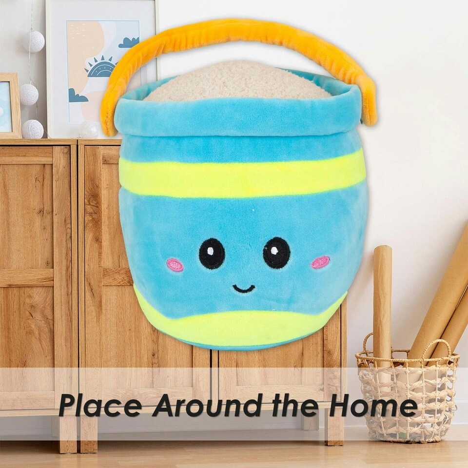 image 1 of Bucket Soft Toy Cute Plushie Huggable Cuddly Stuffed Toy 27cm Blue