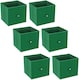 image 1 of Foldable Woven Fabric Storage Cube Box Drawer Insert Organiser Basket with Handle | Green | Green | Pack of 6 | 6