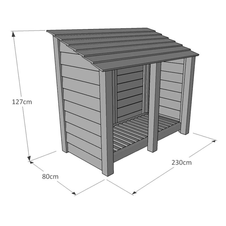 image 1 of Normanton 4ft Log Store with Doors and Kindling Shelf - L80 x W230 x H128 cm - Rustic Brown