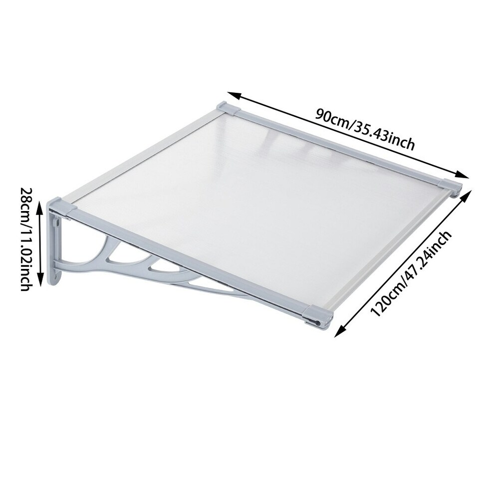image 1 of Living and Home Door Window Awning Canopy Rain Cover - L120*W90*H28cm Grey