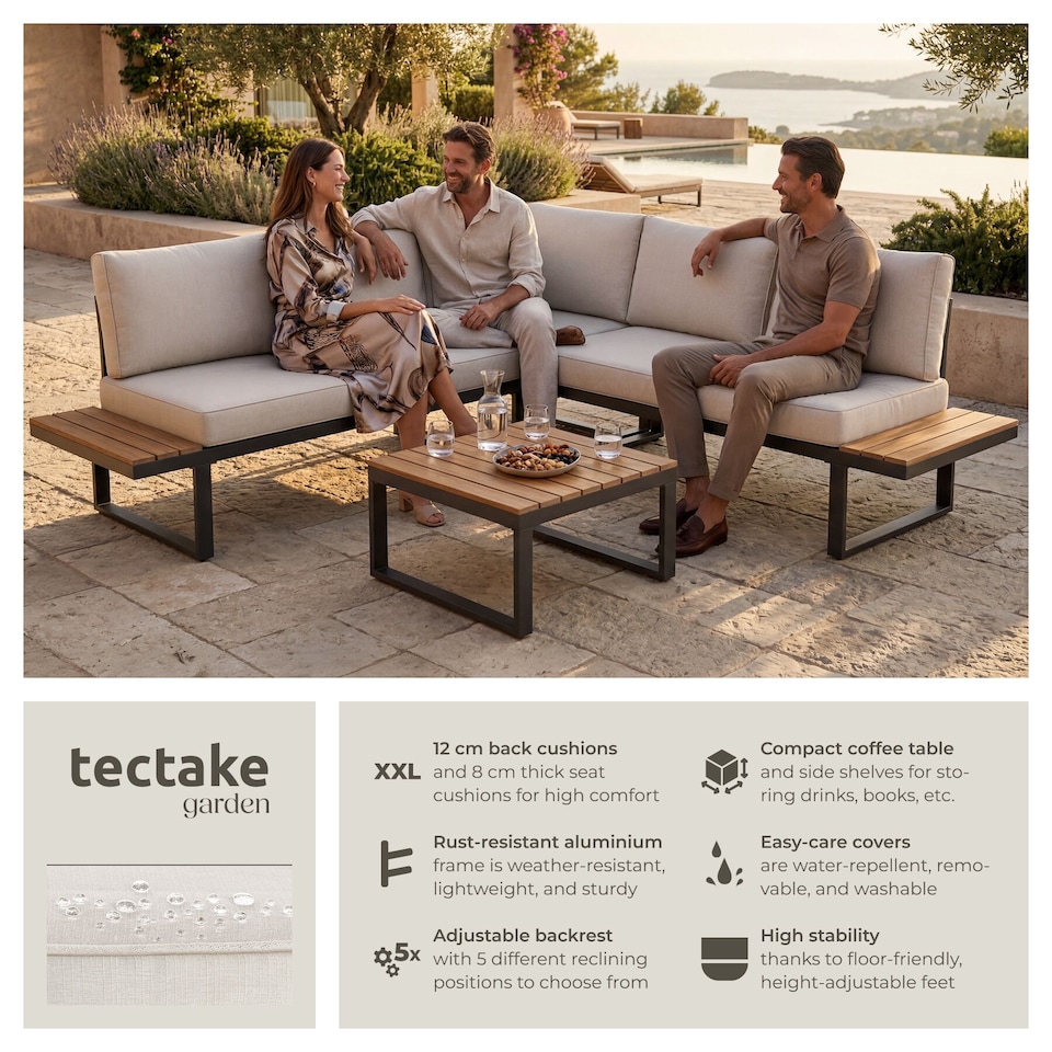image 1 of Eliar Garden Lounge Set, 4-piece, with aluminum frame