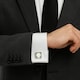image 2 of Rhodium Green Square Cufflinks - Onyx Art CK226B