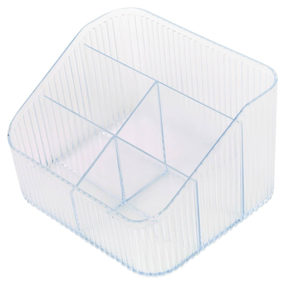 image 1 of Clear Plastic Makeup Organiser 6 Compartment Cosmetic Storage Holder | Clear | Clear | 1