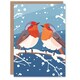 image 1 of Two Robin Birds on Snow Tree Branch Blank For Him Or Her Art Xmas Festive Christmas Card