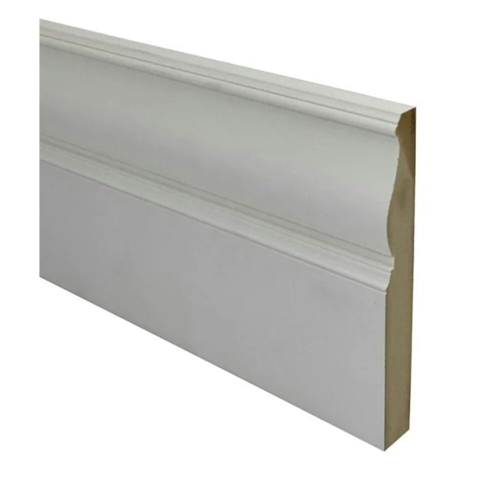 image 1 of PACK OF 10 (Total 10 Units) - 25mm x 194mm White Primed MDF Edwardian Skirting Board - 4200mm Length