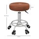 image 7 of Vinsetto Round PU leather Salon Beautician Stool Adjustable Height, Brown