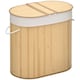 image 1 of HOMCOM Bamboo Laundry Basket with Lid, 100 Litres Laundry Hamper with 2 Sections, Removable Washable Lining, Washing Baskets, 62.5 x 37 x 60.5cm, Natural