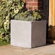 image 1 of Primrose Grey Cube Handmade Fiberstone Indoor Outdoor Planter 50cm