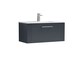 image 1 of Balterley Partial Fluted 1 Drawer Wall Hung Vanity Unit with 1 Tap Hole Minimalist Basin | Grey | Satin Soft Black