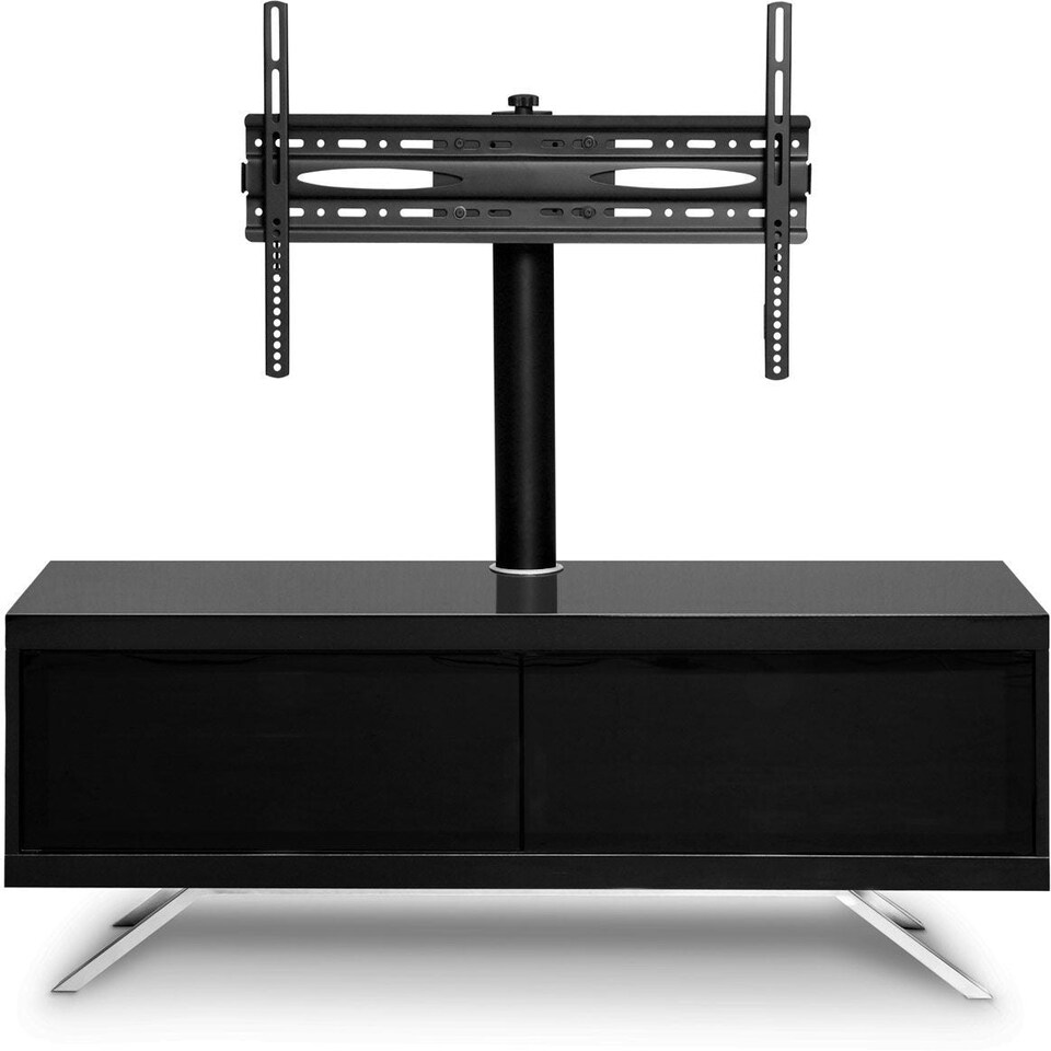 image 1 of MDA Designs TUCANA 1200 HYBRID Black TV Cabinet BeamThru Remote-Friendly Doors up to 60" Flat Screen TVs with Mounting Arm Black