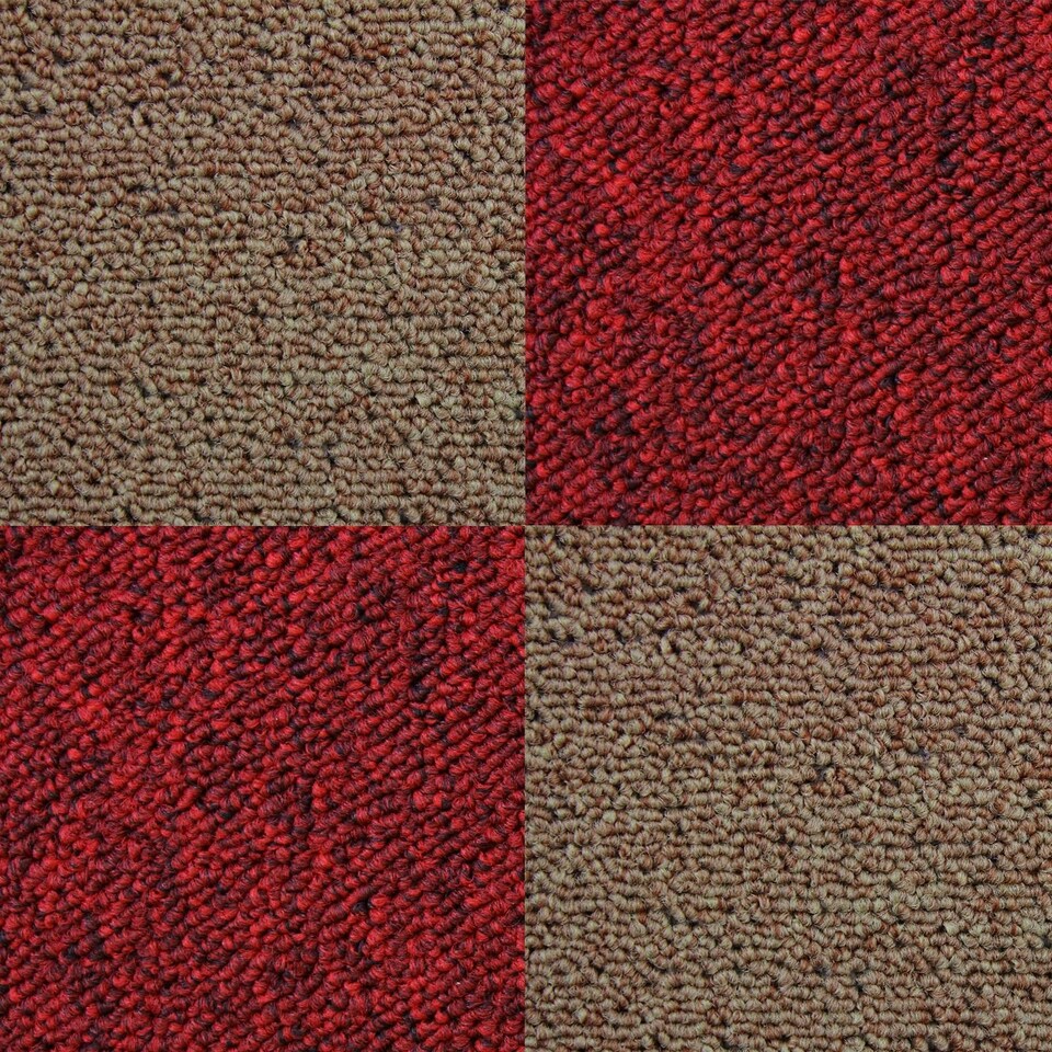 image 1 of 40 x Carpet Tiles 10m2 / Scarlet Red & Sand | Red