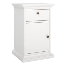 Paris Nightstand 1 Door + 1 Drawer in White