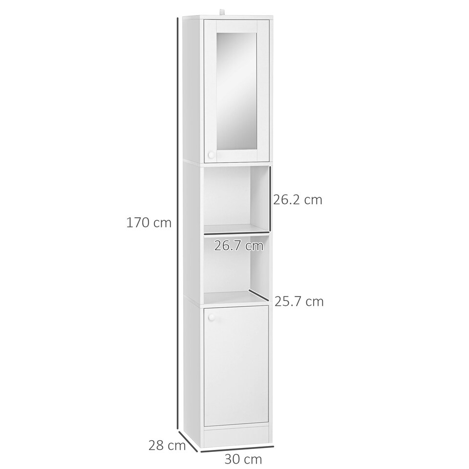 image 1 of kleankin Tall Bathroom Storage Cabinet Narrow Freestanding Cabinet